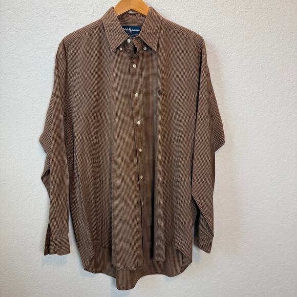 Ralph Lauren Other - Men's Ralph Lauren Brown Check Long Sleeve Button Down Size L